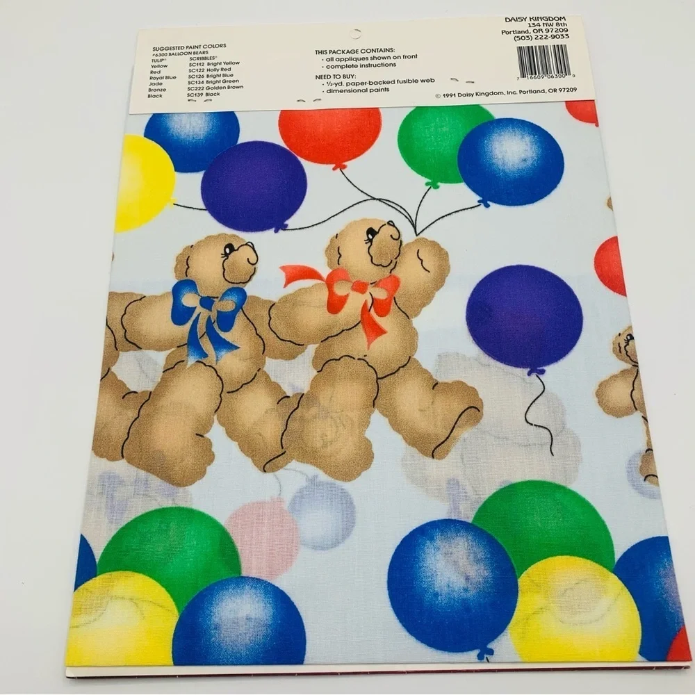 Vintage Daisy Kingdom “Balloon Bears” No-Sew Appliqué #6300 99s Teddy Bears